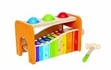 Hape Xylophon und Hammerspiel mit ausziehbarem Xylophon, langlebiges Holzspielzeug für Kleinkinder, multifunktional und in leuchtenden Farb