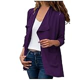 STOREYH Herbst Winter Frauen Volltonfarbe Dünner Blazer Outwear Elegant Langarm Falten Ausschnitt Strickjacke Anzüge Mäntel Damen Freizeit Slim Fit Taschen Jacken Windbreaker Schlank Sakko Jack