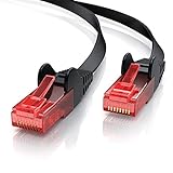 CSL - 20m Cat 6 Netzwerkkabel Flach - Gigabit Ethernet LAN - RJ45 Kabel Flachbandkabel Verlegekabel - 10 100 1000 Mbit s - Patchkabel Flachkabel - Kompatibel zu Cat.5 Cat.5e Cat.6 - schw