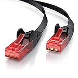 CSL - 20m Cat 6 Netzwerkkabel Flach - Gigabit Ethernet LAN - RJ45 Kabel Flachbandkabel Verlegekabel - 10 100 1000 Mbit s - Patchkabel Flachkabel - Kompatibel zu Cat.5 Cat.5e Cat.6 - schw