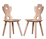 pemora 2-er Set Bauernstuhl Landhausstuhl traditioneller Holzstuhl mit Herz rustikaler Stuhl aus Kiefer massiv ROSI N