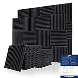 BUBOS Akustikschaumstoff Platten Schall Dämmung 24 Stück für Tonstudio, Büro, Arbeitszimmer, Partykeller, Heimstudio,30x30x2.5cm(schwarz) (24 pacco, schwarz)