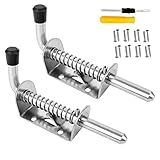 Gzhaimai 2 Stück Federriegel, Bolzenriegel Edelstahl 304 Gummigriff, für Möbel, Anhängertüren, Türschlösser, mit Schraubendreher & Schrauben (Silber)