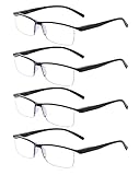 ALWAYSUV 4er Pack Schwarz Computer Blaulichtblocker Lesebrille Federscharnier Halbrahmen Professer Classic Reader Brille für Männer und Frauen 1.25