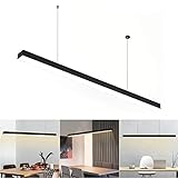 LED Pendelleuchte Schwarz, Hängeleuchte,Büro Pendelleuchte LED Hängeleuchte, Moderne Hängelampe, Warmweißes Licht, 95cm, 3000