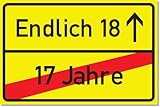 SIGN.ature 18 Jahre Ortsausgangsschild als Geschenkidee 18. Geburtstag 17 Jahre vorbei endlich 18 Geburtstagsparty Schild Kunststoffschild 20 x 30 x 0,3