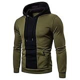 QWERD Herren Langarm Pullover Hoodie Sweatshirts mit Kängurutaschen Kontrast Hoodie Männer Herbst Winter Patchwork Langarm-Shirt College Hoodie Sweatshirt Oberteile Jacke Mantel Outwear S-3XL