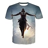 MULIZHE Assassin's Creed 3D gedruckte kurzärmelige T-Shirt Cartoon Paar Sommer Freizeit Sport atmungsaktive Shirt Jungen und Mädchen schnell trocknend -XXXL
