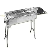 rukauf Edelstahl Mangal (LBH 61x30x76 cm), Multifunktional Holzkohlegrill Schaschlikgrill BBQ