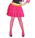 Luxuspiraten - Neonfarbener Damen Rock aus Spitze im 80er Jahre Stil, perfekt für Karneval, One Size, Neonpink