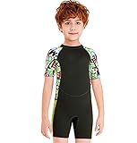 Tauchanzug für Kinder, 2.5mm Neopren Shorty Neoprenanzug Schwimmen Jungen Mädchen Sonnencreme Surfen Surfen Tauchen Nass Anzug Schnorcheln (Color : Black, Size : L)