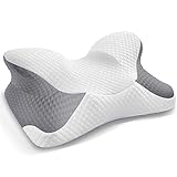 KUVOCA Orthopädisches Nackenstützkissen, Memory Foam Kopfkissen Ergonomisches Nackenkissen Schlafkissen Kissen für Nackenschmerzen Schulterschmerzen Seitenschläfer Rückenschläfer und B
