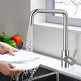 Amazon Brand - Umi Wasserhahn Küche 360° Drehbar -Küchenarmatur mit 2 Strahlarten - 304 Edelstahl Matt - Universal Spü