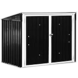 GIANTEX Mülltonnenbox Aufbewahrungsbox für 2 Tonnen, Metall Gerätehaus Gartenhaus, Geräteschuppen Gartenschuppen 173 x 97 x 134 cm mit Boden, 2 Türen abschließbar, Garteng