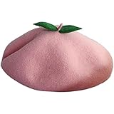 DHDHWL Baskenmütze Frauen handgefertigte Baret Feiertag Pfirsich Nette Frucht Maler Hut Herbst und Winter Mädchen Französische Mütze Barett (Color : Rosa, Hat Size : M)