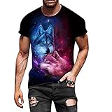 Brand Summer T-Shirt für Herren UK Wolf Kopf Foto Bild Tier Wildlife Raubtier Sly Sneaky Wild Cute Funny Pride T-Shirt Rundhals Kurzarm 3D Druck Tee Mode Casual Outdoor Gym Yoga T-Shirt, rose, L