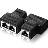 RJ45 Ethernet Splitter Steckverbinder 1 bis 2 Splitter Adapter LAN Ethernet Steckverbinder Kompatibel mit Cat5 Cat6 Kabel, 2 Computer Gleichzeitig im Internet Surfen (2 Stücke)