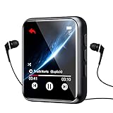 Bluetooth 5.0 MP3 Player, 16GB HiFi Verlustfreier Ton MP3 Musik Player mit Lautsprecher, Voice Recorder, 1.8' Voller Touchscreen, FM Radio, Unterstützt bis zu 128 GB (mit Kopfhörer, Schutzhülle)
