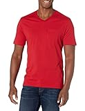 Amazon Essentials Herren T-Shirt, schmale Passform, V-Ausschnitt, 2er-Pack, Rot (Red Red), US M (EU M)