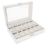 Jinyi Uhrenetui Organizer, Uhrenbox Uhrenhalter 12 Gitter für Damen für Manschetten für Herren für Uhren für Armbänder für Schmuck