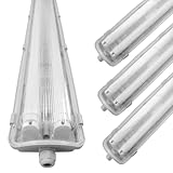 proventa® LED-Feuchtraumleuchte 120 cm, Sparset mit 4 Stück, mit je 2 LED-Röhren, IP65, 4.000 K, 36 W, 3.600 Lumen, Kunststoff grau, Energieklasse A+