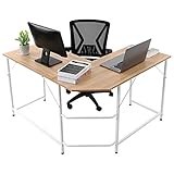 Merax Computertisch, L-förmiger Schreibtisch, Holz, Eckschreibtisch, Gaming-Computer-Eckschreibtisch, PC-Studiotisch, Workstation für Home Office, 128 x 120 x 76,5,