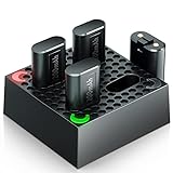 TechKen Ladegerät für Xbox One Controller, 4 Stück, 1200 mAh wiederaufladbare Akkus und 4 Ladestationen für Xbox One X/S, Xbox Series X/S, E