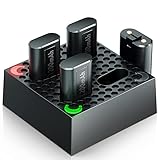 TechKen Ladegerät für Xbox One Controller, 4 Stück, 1200 mAh wiederaufladbare Akkus und 4 Ladestationen für Xbox One X/S, Xbox Series X/S, E