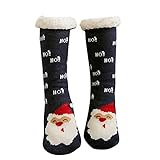 Akeelii Kuschelsocken Damen 39-42 Cartoon Stickerei Bodensocken Lustige Socken Flauschige Socken Fuzzy Fluffy Bunte Socken Baumwollsocken Warme Wollsocken Geschenke für Männer(Marine)