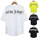 Palm Angel Herren und Damen T-Shirts lässige Kurzarm-Rundärmel Sommeroberteile Kurze Ärmel aus Baumwolle Hemden mit kreativen Buchstaben T-Shirt-Oberteile Mode Teenager Mädchen Rundhals Bluse H