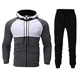 BOTCAM Herren Set Jogging Anzug Farbblock Sweatjacke Jogginghose Trainingsanzug Sportanzug Fitnessanzug Reißverschluss Hoodie-Lange Sporthose für Gym Tracksuit Trainingsjacke Sportbekleidung