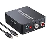 eSynic Digital zu Analog Audio Decoder Konverter Unterstützt Dolby 5.1 DTS Digital Toslink Koaxial zu 2.0CH L/R Analog Stereo Audio mit 1m 4.0 Optisch Kabel und USB Stromkabel für PS3 DVD- Schw