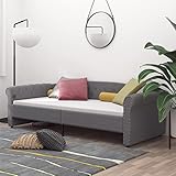 Tidyard Tagesbett mit Matratze & 2 USB-Ausgängen, Schlafsofa Bettsofa Bettgestell Einzelbett Sofabett Sofa Couch Hellgrau Stoff 90x200