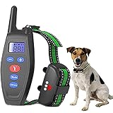 Hundehalsband 800 Meter Ferngesteuertes Trainingshalsband Wasserdichtes Elektroschockhalsband 4 Arbeitsmodi, Spray/Vibration/Ton/Licht Blinkendes Vibrationshalsband Mit Hundelicht,Schw