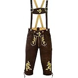 ATTONO Trachtenhose Fashion Trachten Lederhose Herren Leder Trachtenhose - Größe 54/XL