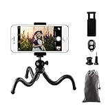 Gobesty Handy Stativ, 360° Rotation Mini Stativ, Tripod Flexibles, Tragbar Kamera Tripod Ständer mit Bluetooth Fernbedienung, Universalclip, Kaltschuhhalterung für Smartphone/DSLR-Kamera/Gop