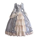 Eaylis Damen Vintage Gothic Gericht Square Kragen Patchwork Bogen Kleid,Hochzeit Kleid Abendkleid Punk+Gothic Kleidung Damen Kleider Gothic Bekleidung Festliche Kleider Pailletten Glitzer Partyk