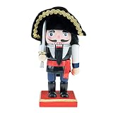 Clever Creations Pirat Nussknacker aus Holz, traditionell, 20,3 cm, festliche Weihnachtsdekoration für Regale und T
