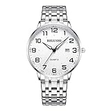 WENRUI Paaruhr Quarzuhr Mineral gestärkter Spiegel 30m Wasserdichter Zeiger Leuchtende Anzeige Geburtstagsgeschenk,M
