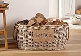 Aufbewahrungskorb Holz-Depot aus Weide im Shabby Look, Feuerholzkorb, Brennholzkorb