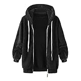 Damen Stitching Kapuzenpullover Sweatershirt Outwear Nähte Kapuzen-Reißverschluss-Tasche Plüsch-Pulloverjacke Frauen Herbst und Winter Warme Kunstwolle Mantel Kleidung B