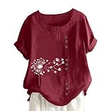 t-Shirts Damen Damen Sommer Tops Revers knopf Shirt Weltkarte Print v Ausschnitt Bluse Langarm bequem lose Casual Tunika Shirts Hemd v-Ausschnitt langarmsh(NJ-220310-HHL210313699WEL2, XXL)