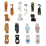 Lustige Katzen Kühlschrankmagnet Holz Kühlschrankmagnet Clips Magnete für Kühlschrank Whiteboard Tier Kühlschrankaufkleber Kühlschrankaufkleber für Kinder Katzenliebhaber （17 Packungen）