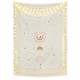 Yugarlibi Dekorativ Tapisserie Mondphasen Wandbehang Psychedelic Konstellation Wandteppich, für Wohnzimmer und Schlafzimmer, Nude Pink, 150*130