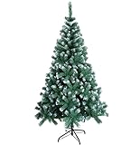 JJXS Weihnachtsbaum künstlich 180 cm, Weihnachtsbaum mit Schnee, Kunstbaum Tannenbaum mit Metallständer, einfacher Aufbau, Klappsystem schnell zusammenbauen, für Weihnachten-Dekoration Mehrweg