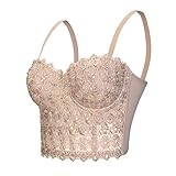 Woboren Damen Korsett Bustier BH Dessous Tank Top Trägertop Crop Top Corsage Clubwear Shirt Unterhemd top (Beige, S)