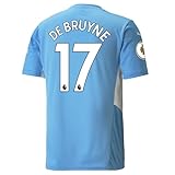PUMA Herren Manchester City Heim Replica Trikot 21/22 Mit Kevin De Bruyne Club Schrift Aufdruck - M