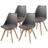 ALBATROS Esszimmerstühle AARHUS 4-er Set, Grau mit Beinen aus Massiv-Holz, Buche, skandinavisches Retro-Desig