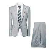 Allthemen Hochzeitsanzug Herren Anzug Slim Fit Herrenanzug Anzüge für Hochzeit Business Party Hellgrau XXL