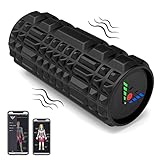EEIEER Faszienrolle, Elektrische Vibrierende Sport Massagerolle mit 2000mAh Foam Roller 4 Stufen Fitness Geräte Zuhause Automatisch Selbstmassage Bluetooth Handyverbindung für Faszientraining